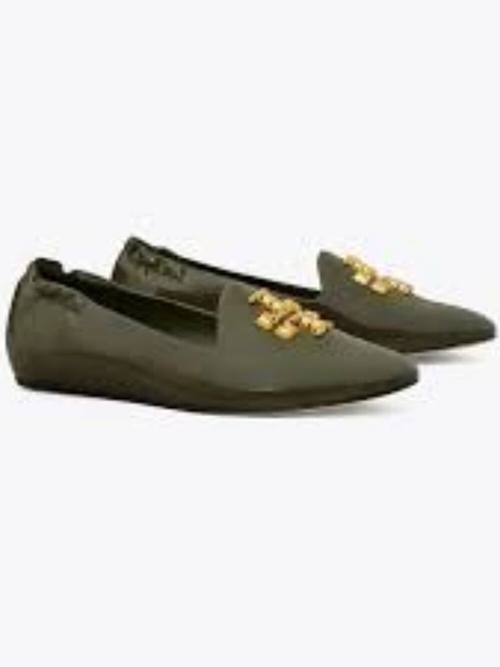 NIB Tory Burch Eleanor Espadrille Flat Leather - MOSS SPONGY